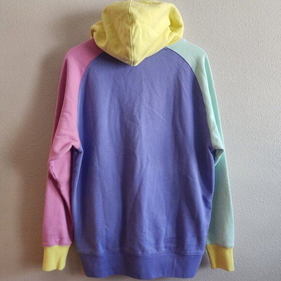 Teddy Fresh Hoodie Mens Medium Pullover Pastel Colorblock Purple Pink Blue Yello - Picture 9 of 11